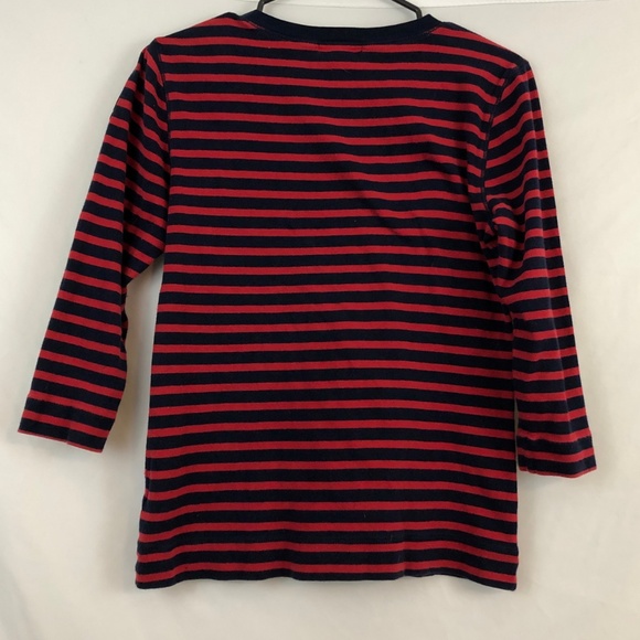 RALPH LAUREN Red Blue Striped Boat Neck Rivets Top - Picture 4 of 4